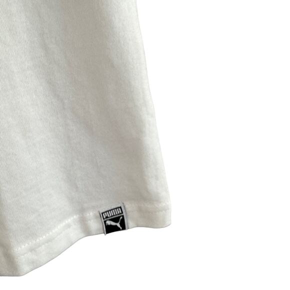 Puma White Short Sleeve Metallic Gold Logo Cat Front T-Shirt Women Sz XS - Picture 8 of 9